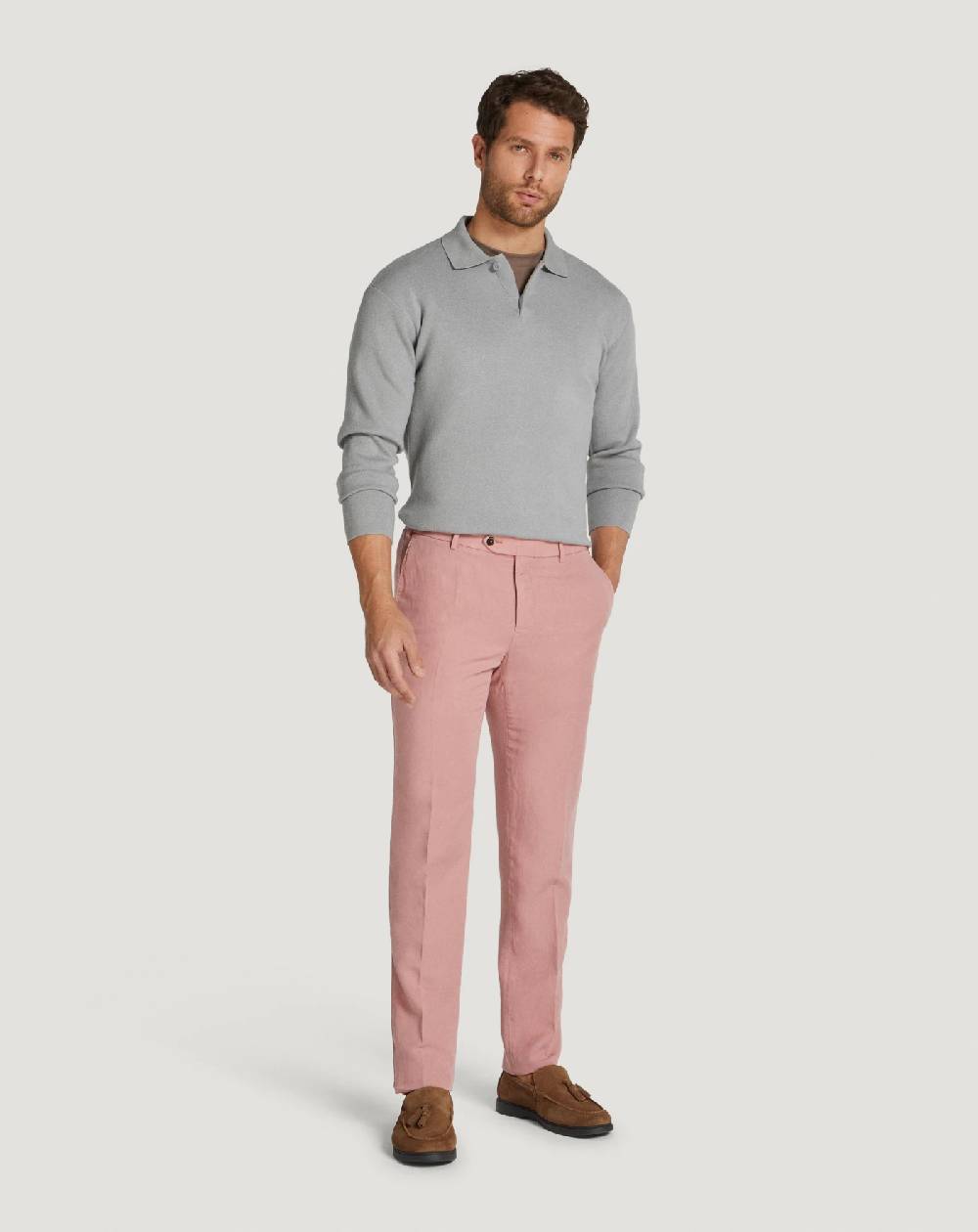 Pt Torino Pantaloni Slim in cotone e lino batavia Saldi Di Fabbrica