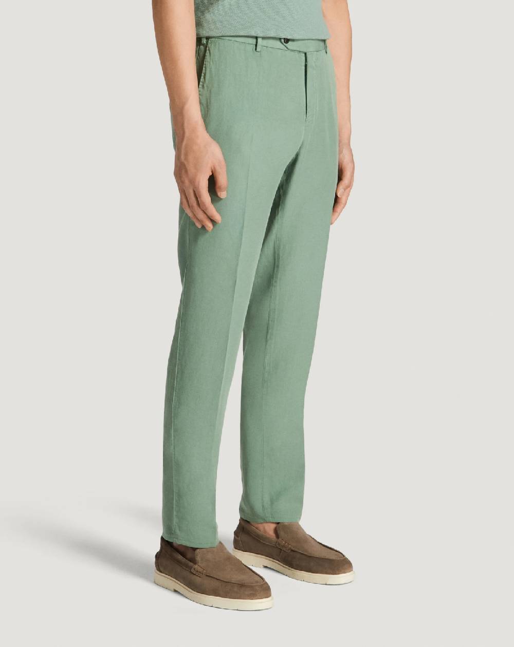 Pt Torino Pantaloni Slim in cotone e lino batavia I Più Venduti