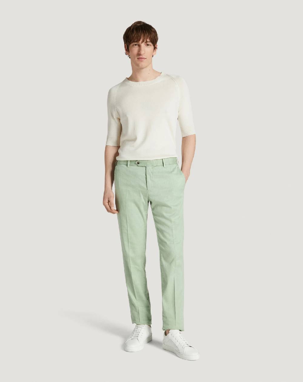 Pt Torino Pantaloni Slim in lino stretch délavé Nuovo