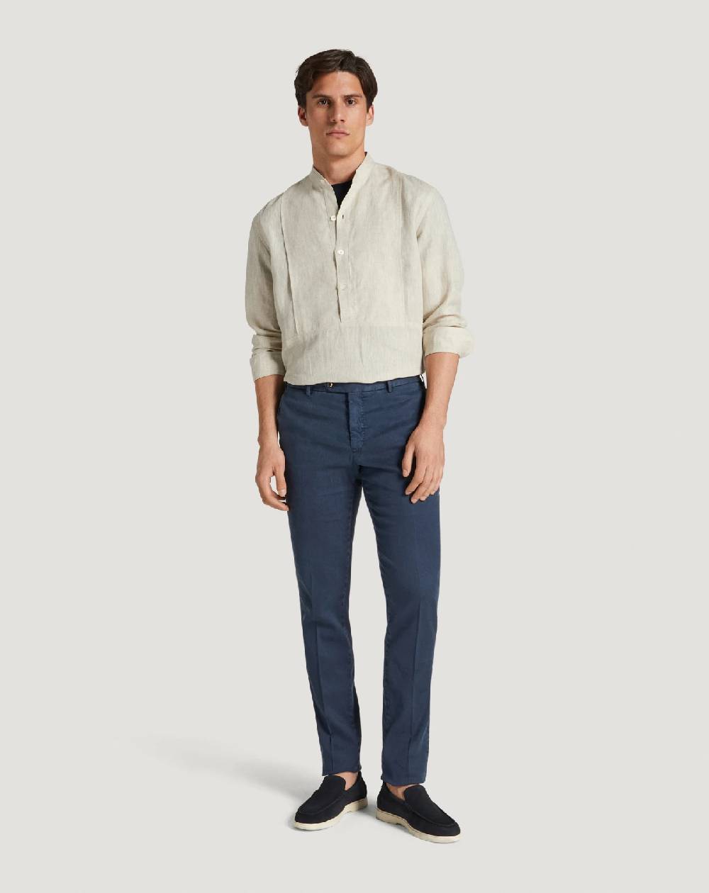 Pt Torino Pantaloni Slim in lino stretch délavé Promozione