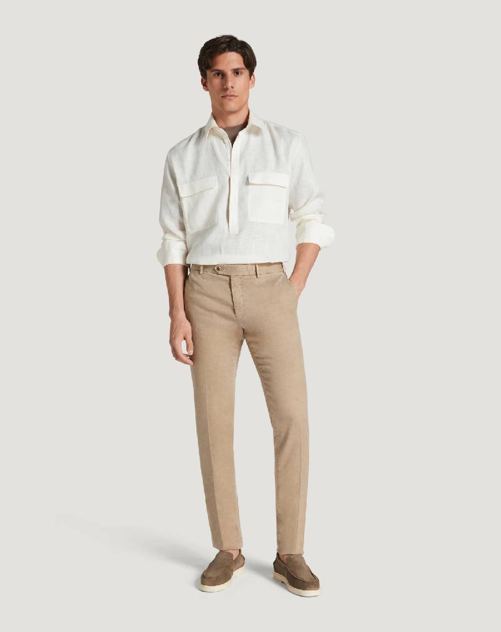 Pt Torino Pantaloni Slim in lino stretch délavé Pezzi Unici