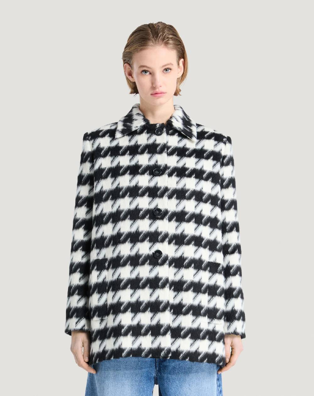 Pt Torino Cappotto in velour pied-de-poule Promozione