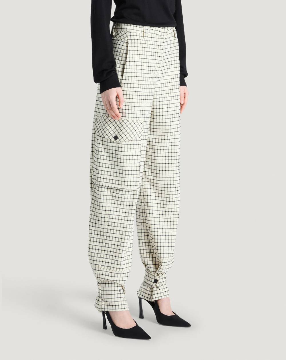 Pt Torino Pantaloni Giselle in lana stretch check Prezzo Ridotto