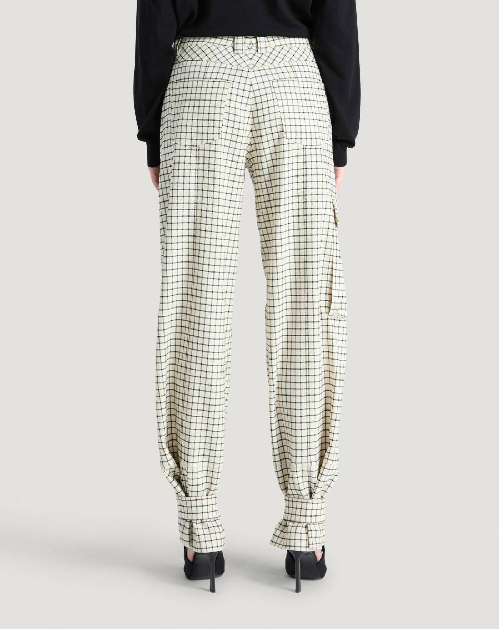 Pt Torino Pantaloni Giselle in lana stretch check Prezzo Ridotto