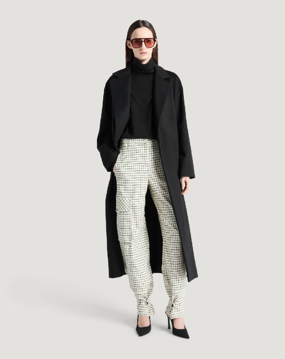 Pt Torino Pantaloni Giselle in lana stretch check Prezzo Ridotto