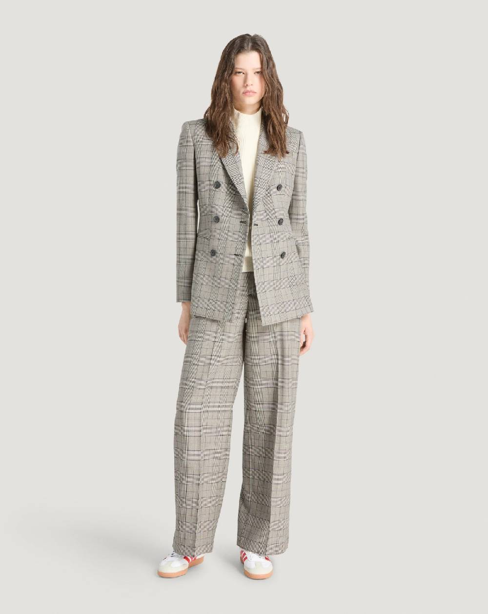 Pt Torino Pantaloni Lorenza in lana check Sconto