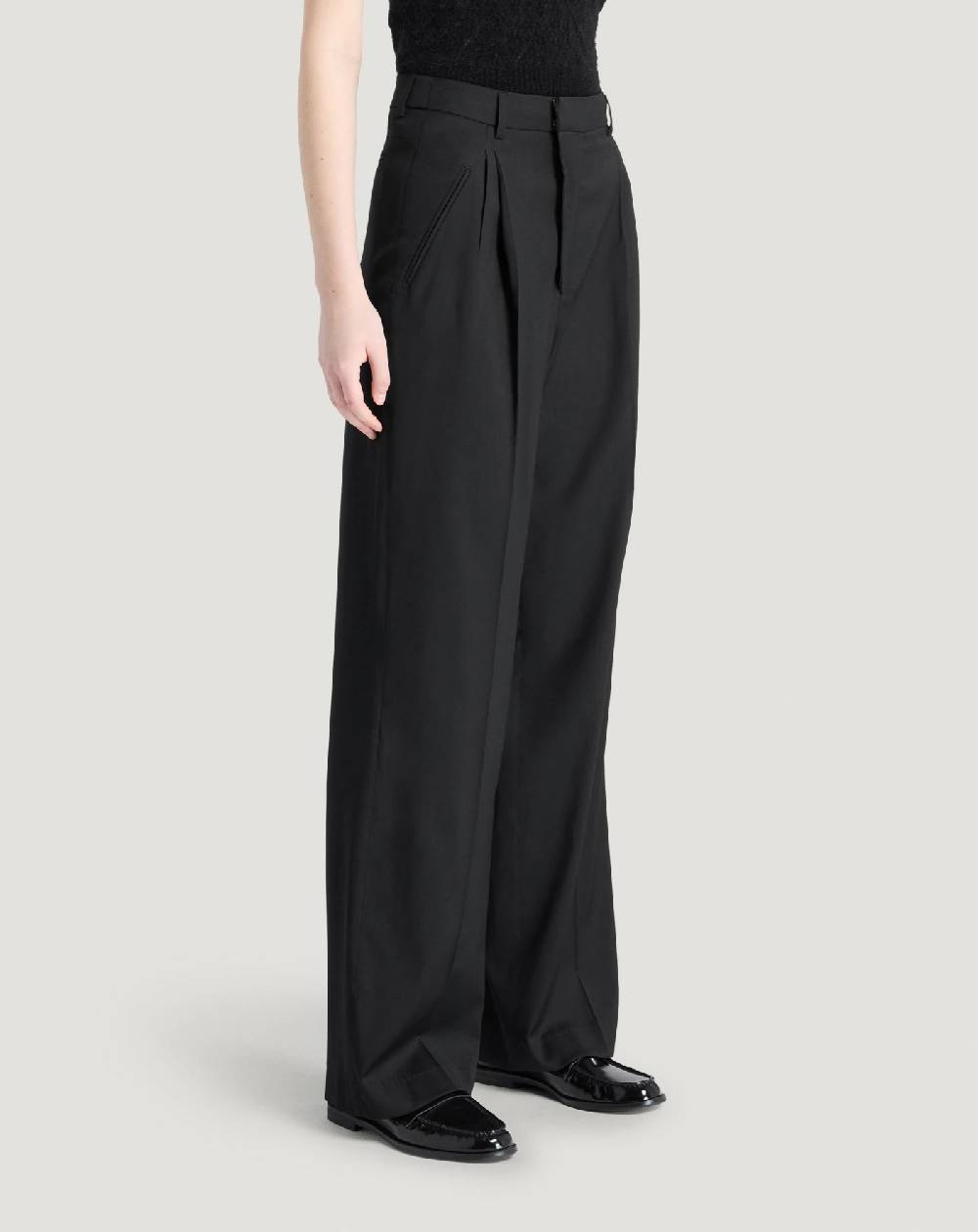Pt Torino Pantaloni Vivian in twill di lana fluida Vendita