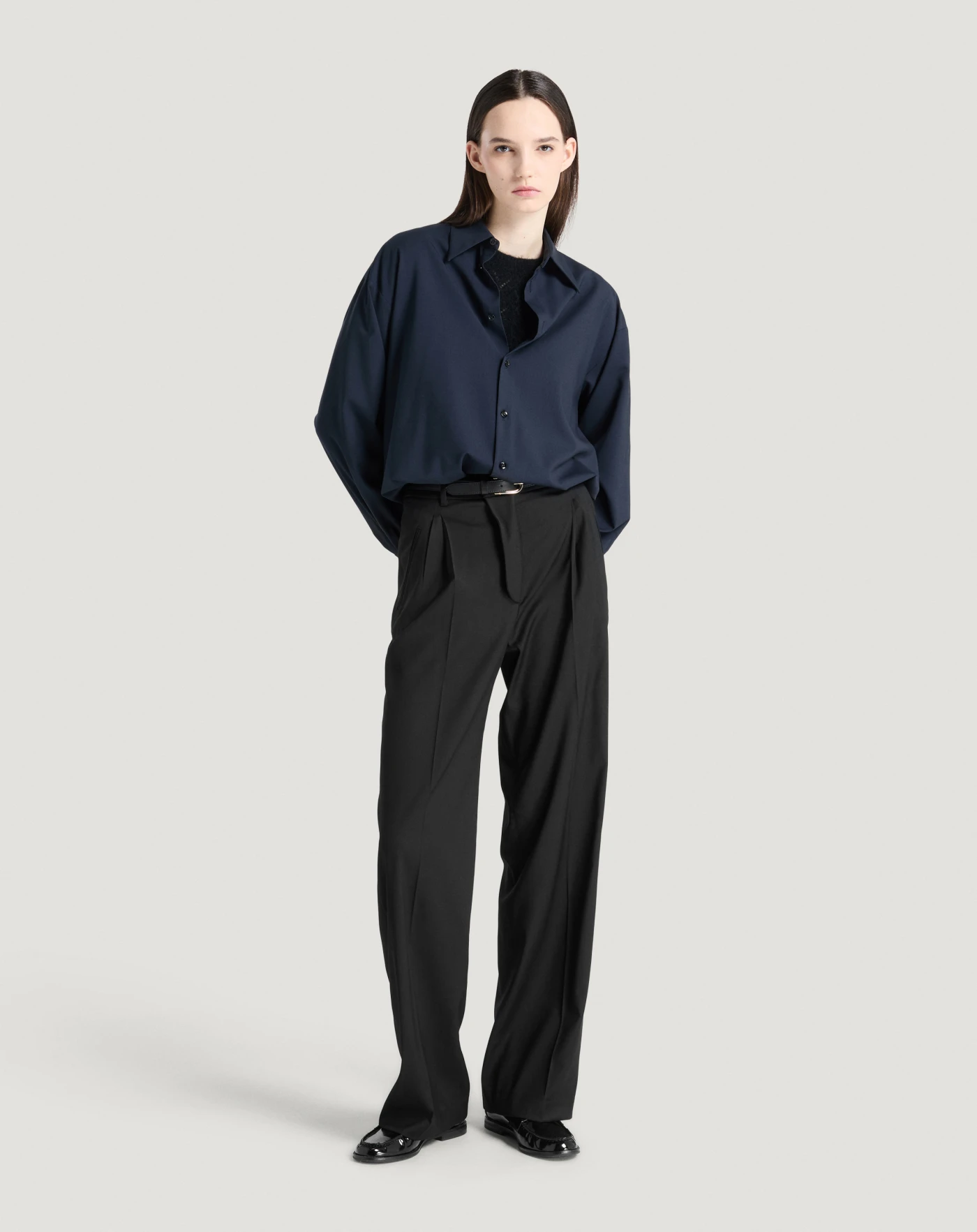 Pt Torino Pantaloni Vivian in twill di lana fluida Vendita