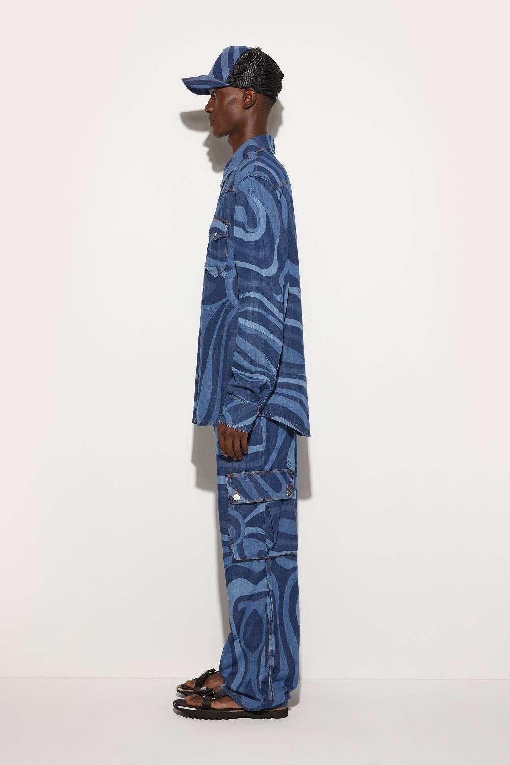 Pucci Camicia in denim con stampa Marmo Prezzo Ridotto