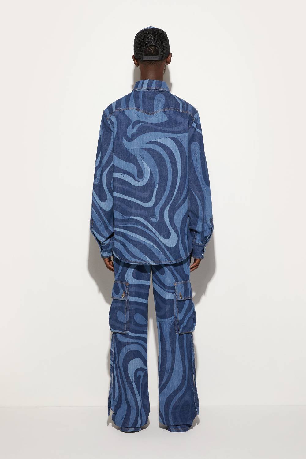 Pucci Camicia in denim con stampa Marmo Prezzo Ridotto