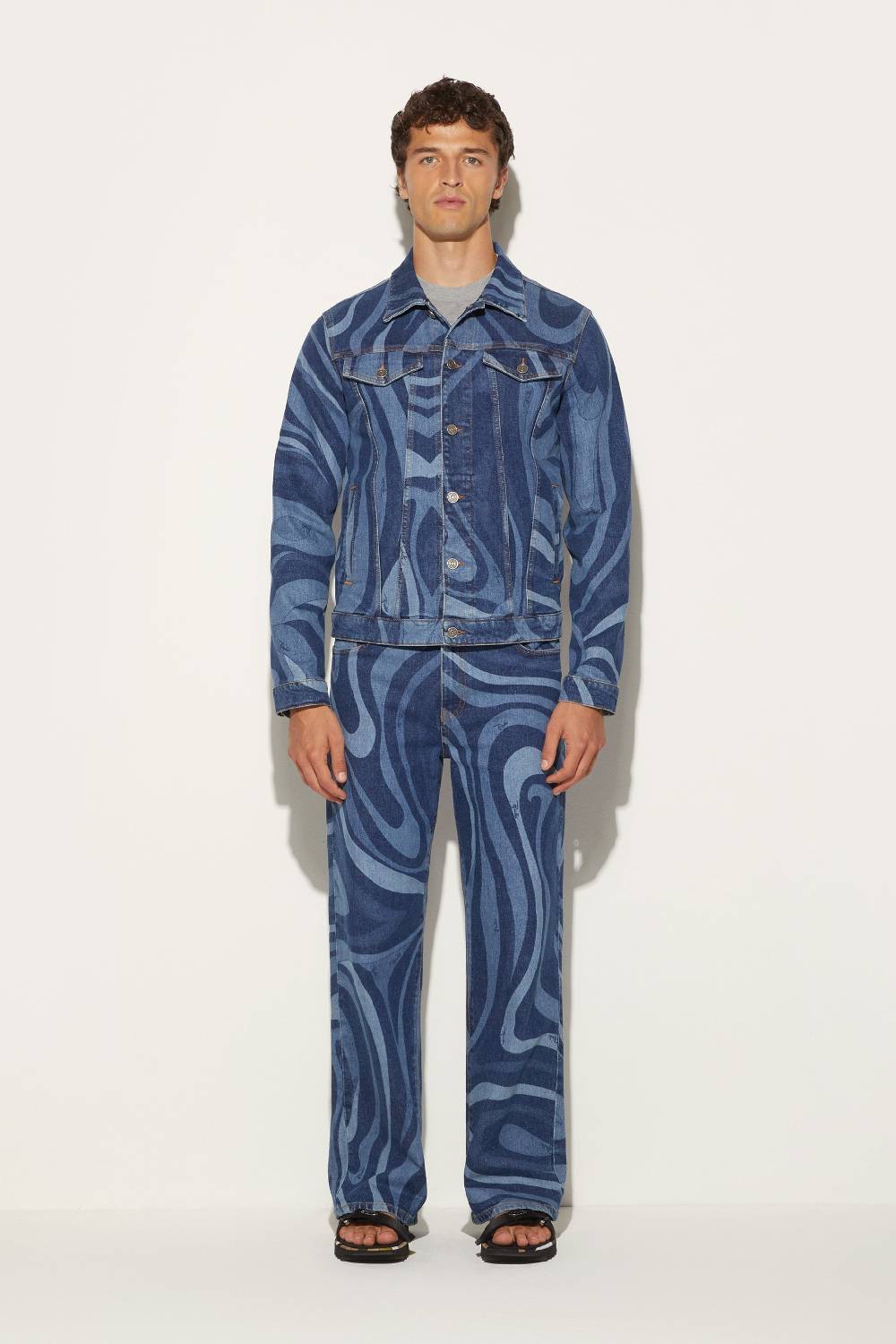 Pucci Giacca in denim con stampa Marmo Convenienza