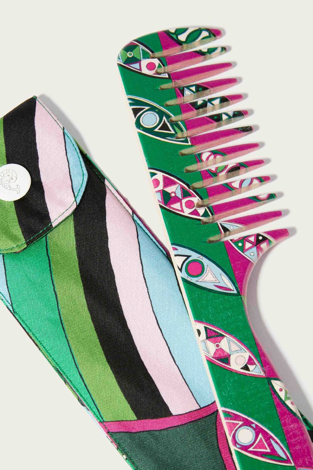 Pucci Set custodia e pettine in legno con stampa Girandole Promozione Limitata