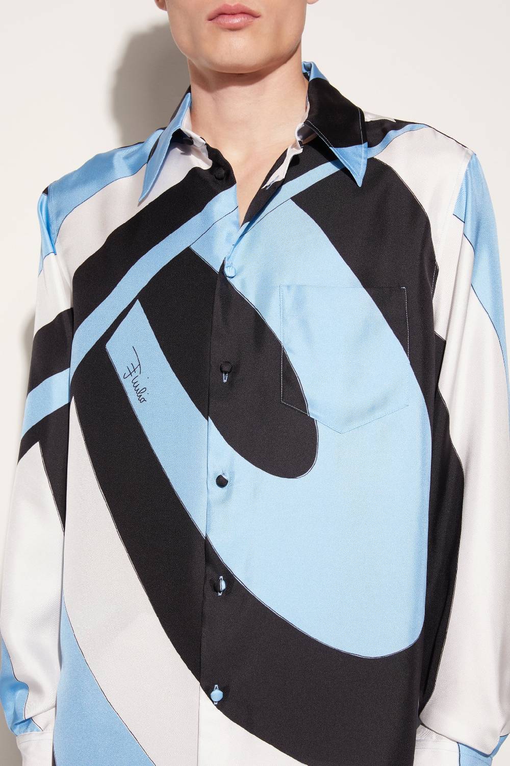 Pucci Camicia in seta con stampa Iride Prezzo Ridotto