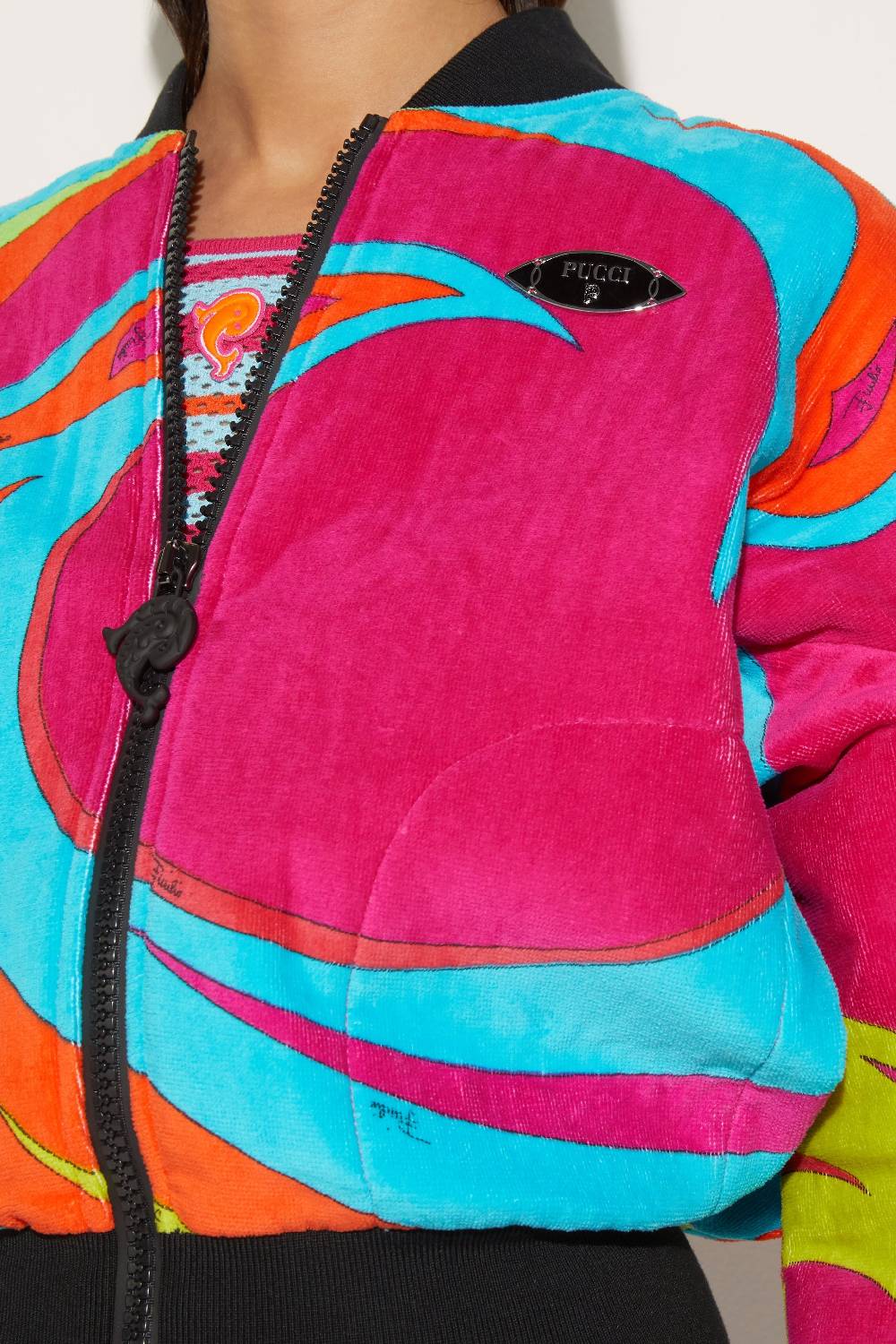 Pucci Bomber in spugna con stampa Cigni Consegna Veloce