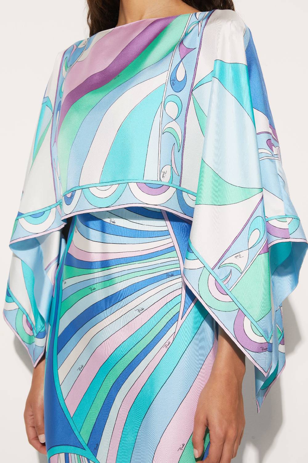 Pucci Abito in seta con stampe Iride e Pesci Moda