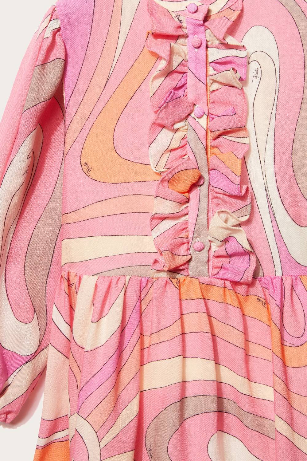 Pucci Marmo-Print Ruffled Wool Dress Prezzo Ridotto