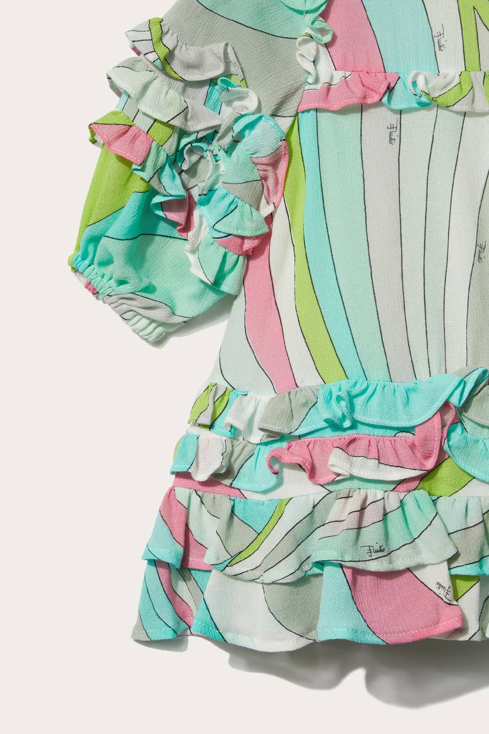 Pucci Iride-Print Ruffled Dress In Saldo