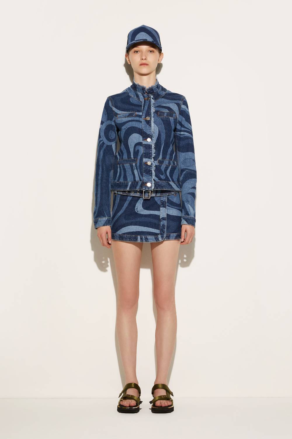 Pucci Giacca in denim con stampa Marmo Offerta settimanale