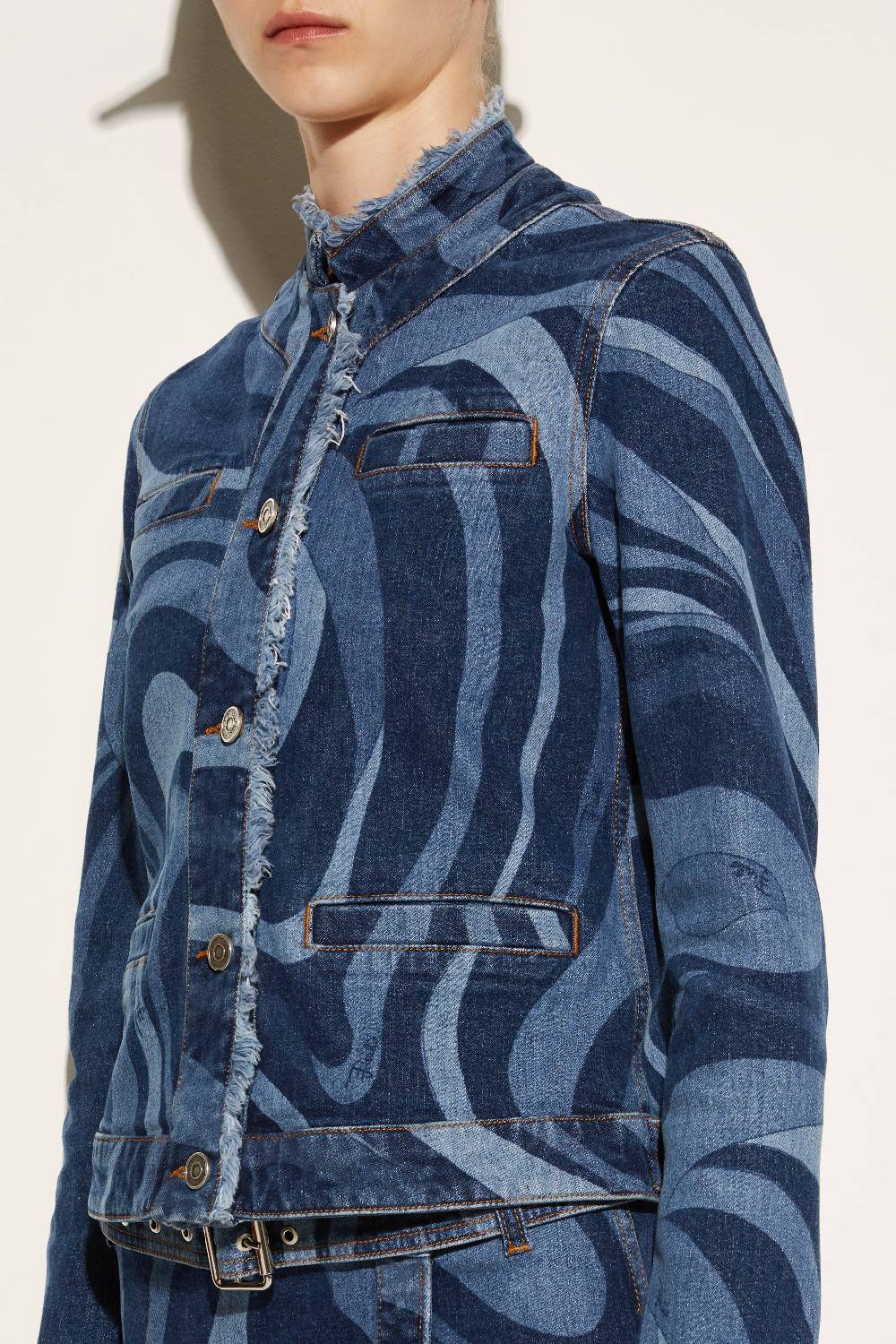 Pucci Giacca in denim con stampa Marmo Offerta settimanale