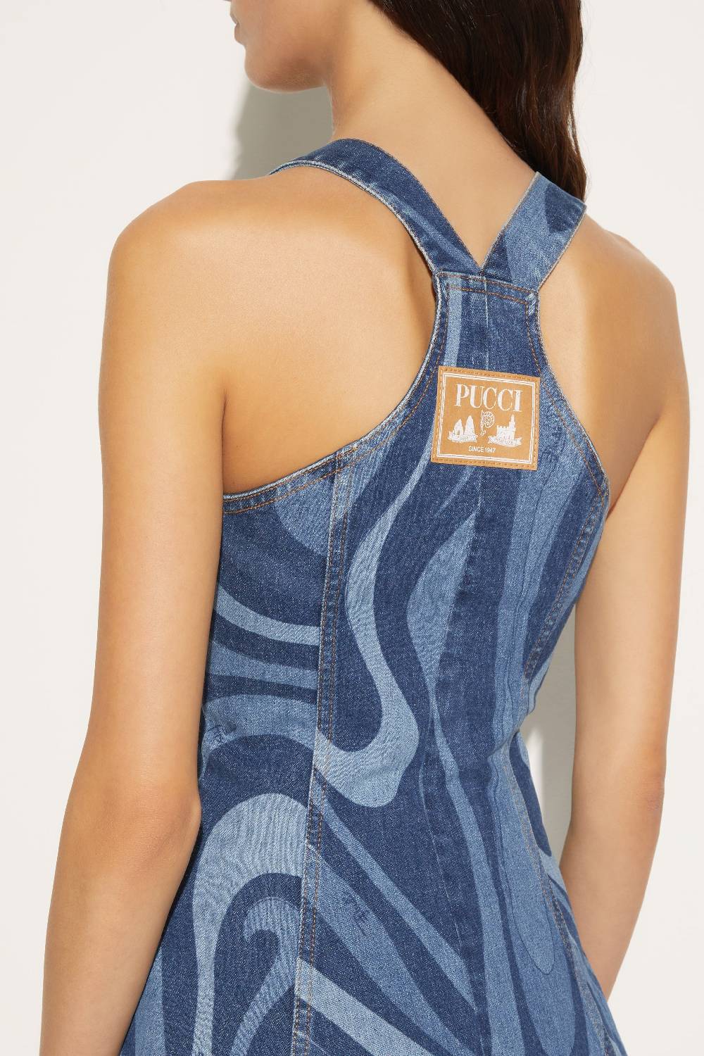 Pucci Abito in denim con stampa Marmo Rilascio limitato