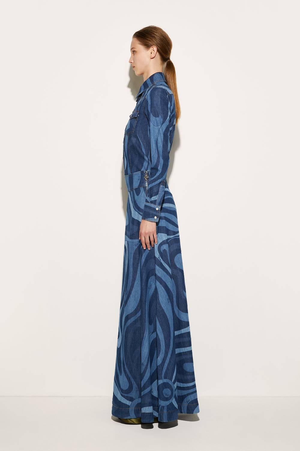 Pucci Gonna lunga in denim con stampa Marmo Promozione temporanea