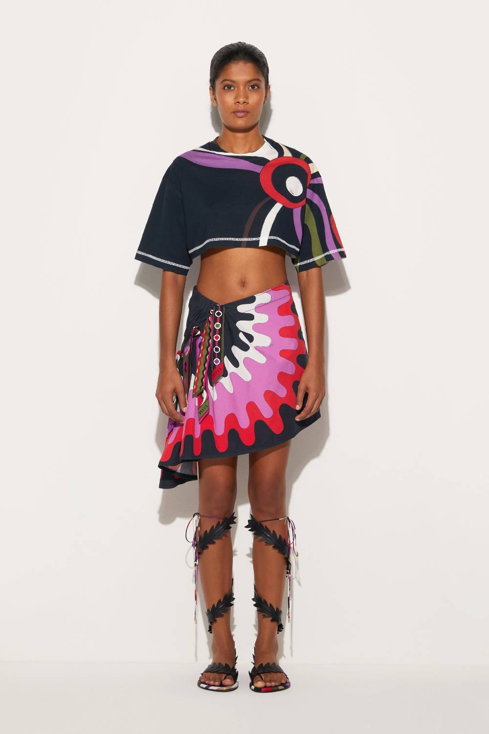 Pucci T-shirt cropped con stampa Marmo Fino al 50% di sconto