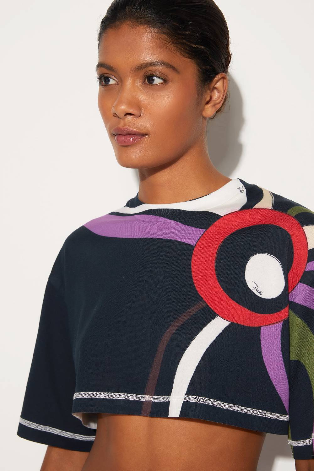 Pucci T-shirt cropped con stampa Marmo Fino al 50% di sconto