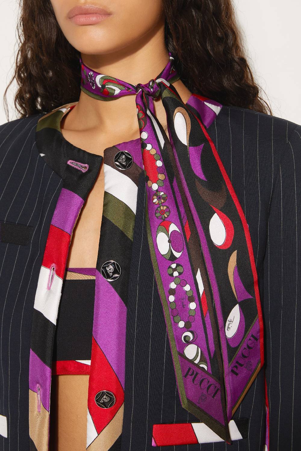 Pucci Foulard in seta con stampa Pesci Grandi sconti
