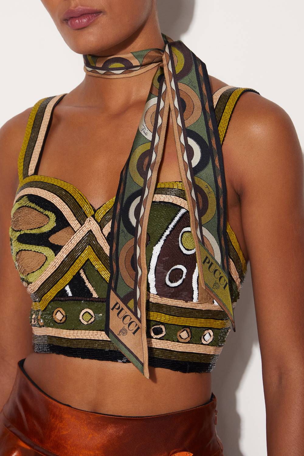 Pucci Foulard in seta con stampe Onde e Bersaglio Esporta salva