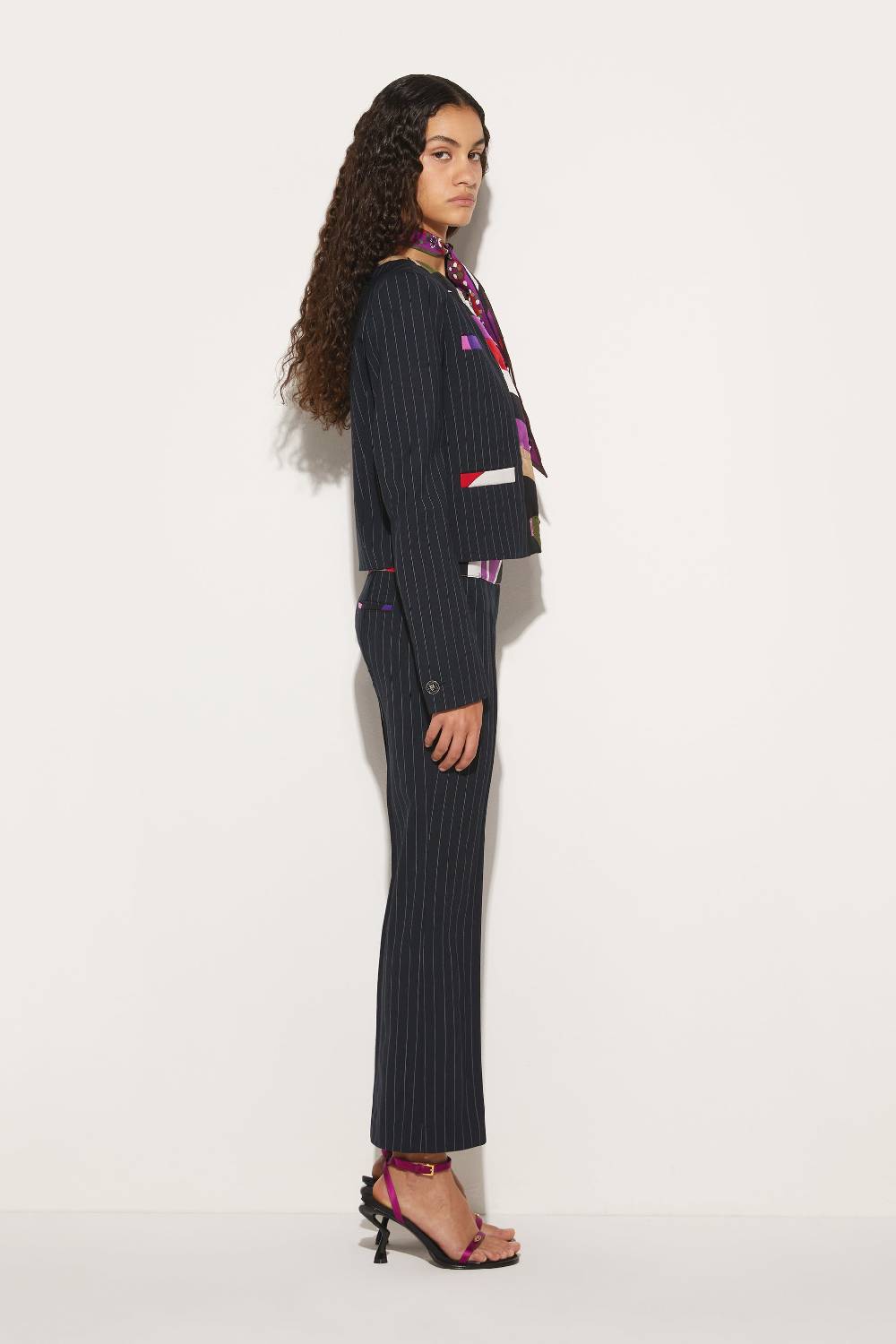 Pucci Pantaloni gessati con finiture Iride e Cigni Grande vendita