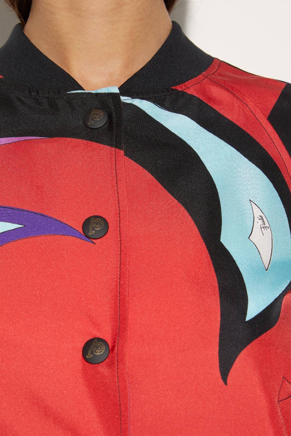 Pucci Bomber in seta con stampa Cigni Rilascio limitato