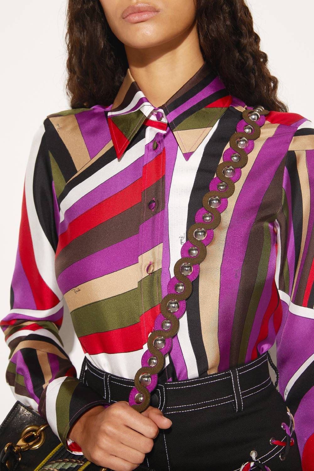 Pucci Tracolla con borchie in pelle scamosciata Fornitura limitata