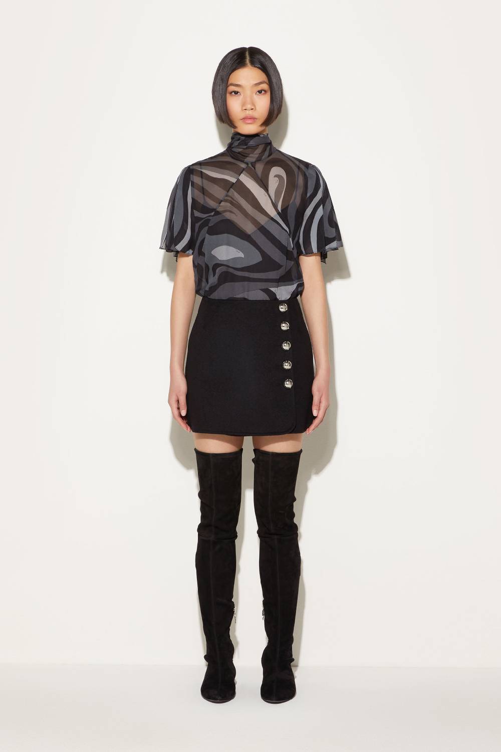 Pucci Top in seta con stampa Marmo Presa