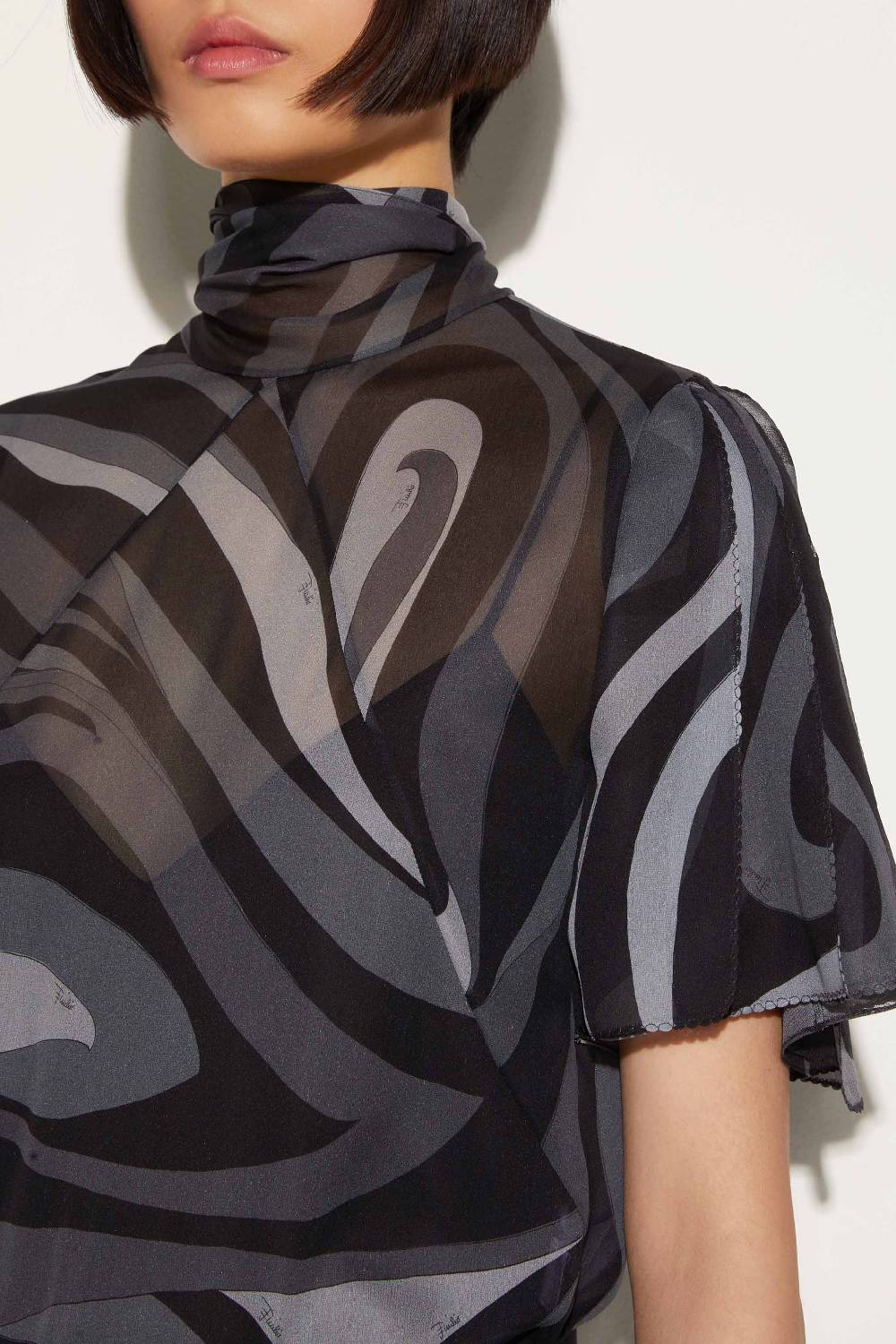 Pucci Top in seta con stampa Marmo Presa