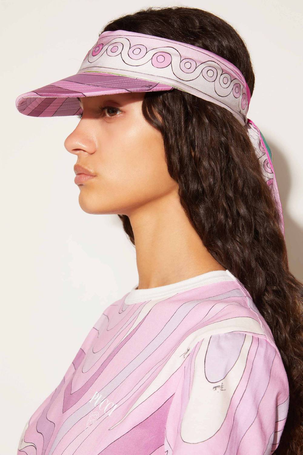 Pucci Visiera in seta con stampe Marmo e Onde Offerta speciale