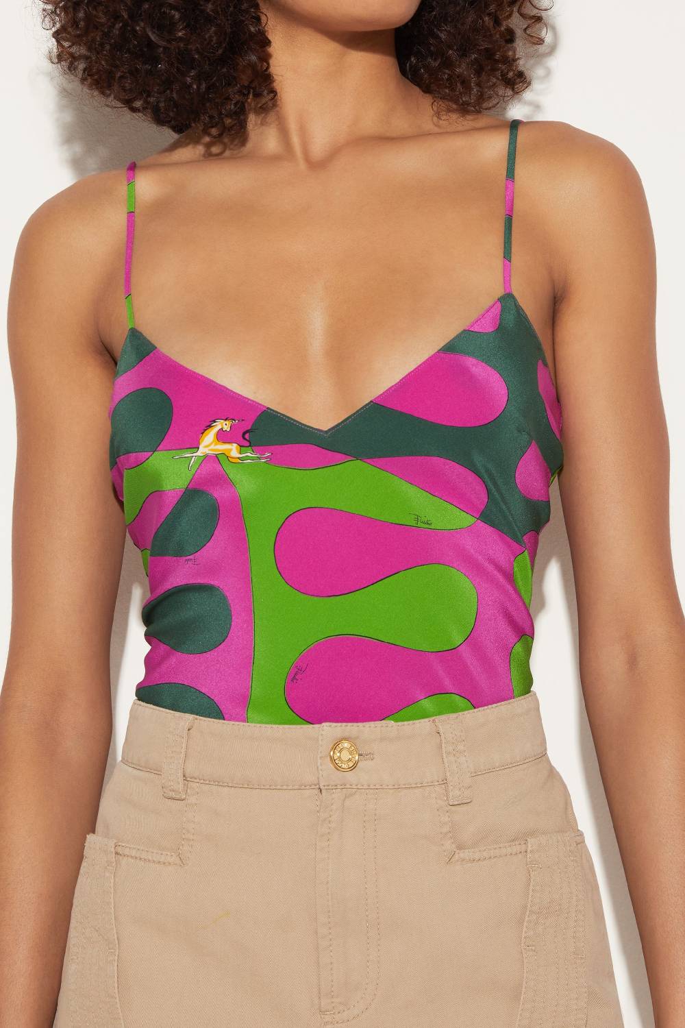 Pucci Top in seta con stampa Leocorno Fornitura limitata