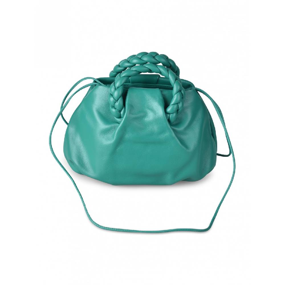 HEREU Bombon braided handle pleated crossbody Hotsell