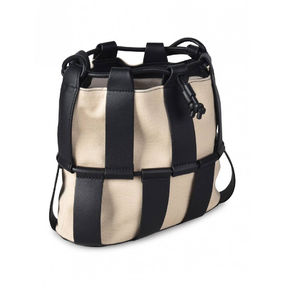 HEREU Lilinera caged leather and canvas shoulder bag Vendita Economica
