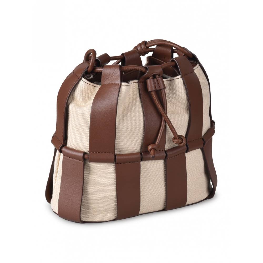 HEREU Lilinera caged leather and canvas shoulder bag Online Outlet