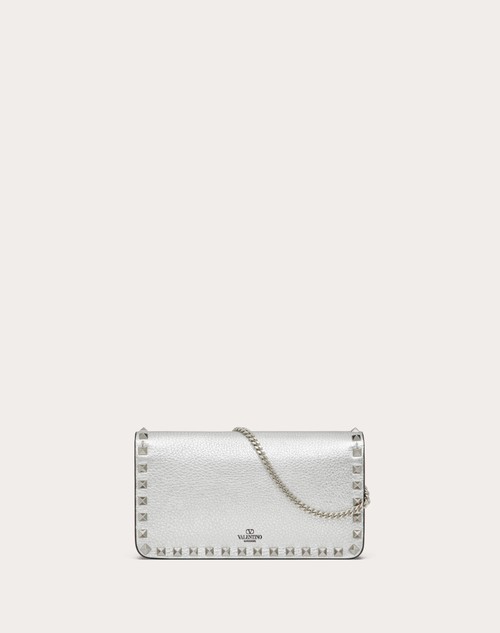 Red Valentino PORTAFOGLIO CON CATENA ROCKSTUD IN VITELLO GRANATO METALLIZZATO Pezzi Unici