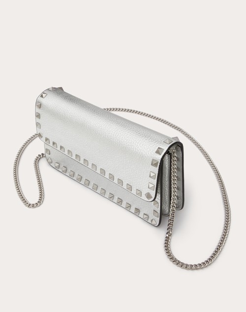 Red Valentino PORTAFOGLIO CON CATENA ROCKSTUD IN VITELLO GRANATO METALLIZZATO Pezzi Unici