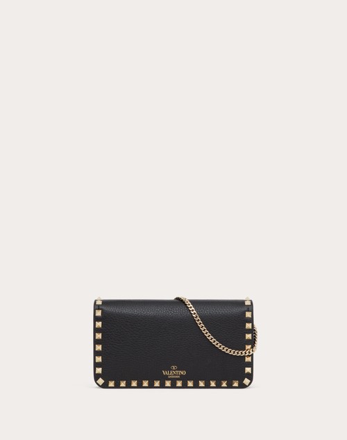 Red Valentino POUCH CON CATENA ROCKSTUD IN VITELLO GRANATO Soddisfazione Garantita