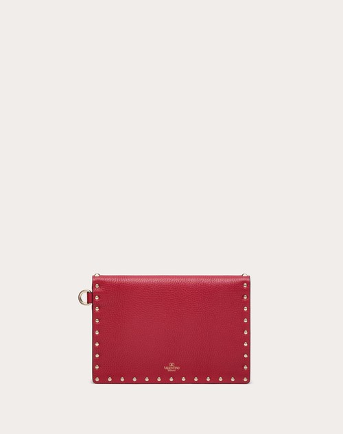 Red Valentino POUCH ROCKSTUD IN VITELLO GRANATO Consegna Veloce
