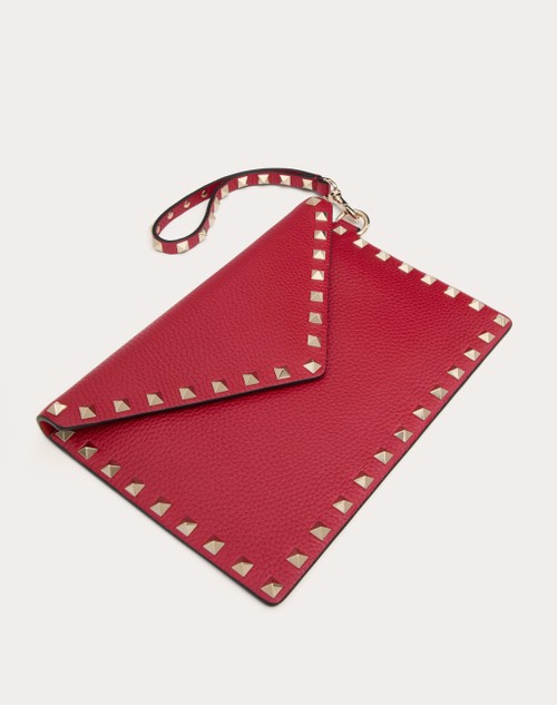 Red Valentino POUCH ROCKSTUD IN VITELLO GRANATO Consegna Veloce