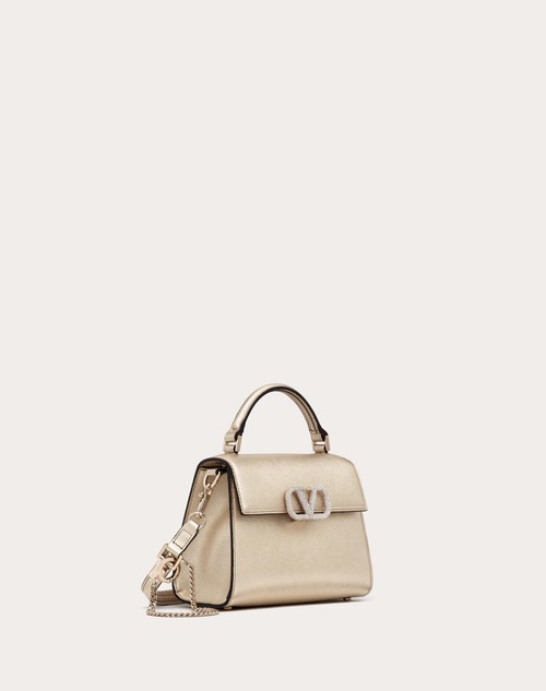 Red Valentino BORSA A MANO MINI VSLING IN VITELLO GRANATO METALLIZZATO Negozi Online