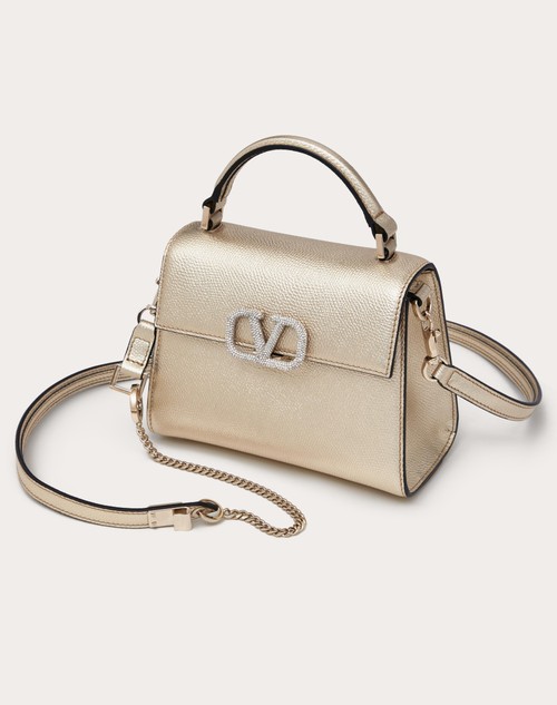 Red Valentino BORSA A MANO MINI VSLING IN VITELLO GRANATO METALLIZZATO Negozi Online