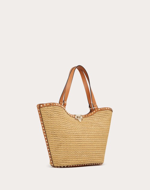 Red Valentino BORSA SHOPPING ROCKSTUD IN RAFIA INTRECCIATA Outlet