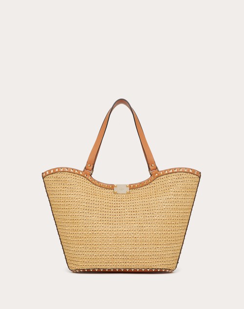 Red Valentino BORSA SHOPPING ROCKSTUD IN RAFIA INTRECCIATA Outlet