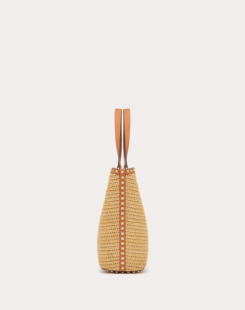 Red Valentino BORSA SHOPPING ROCKSTUD IN RAFIA INTRECCIATA Outlet