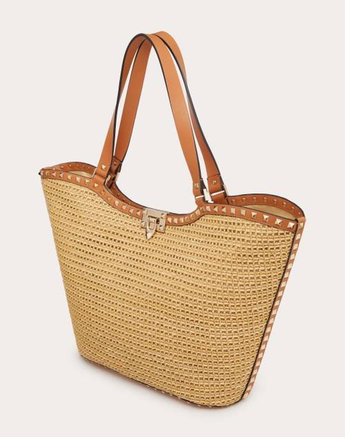 Red Valentino BORSA SHOPPING ROCKSTUD IN RAFIA INTRECCIATA Outlet